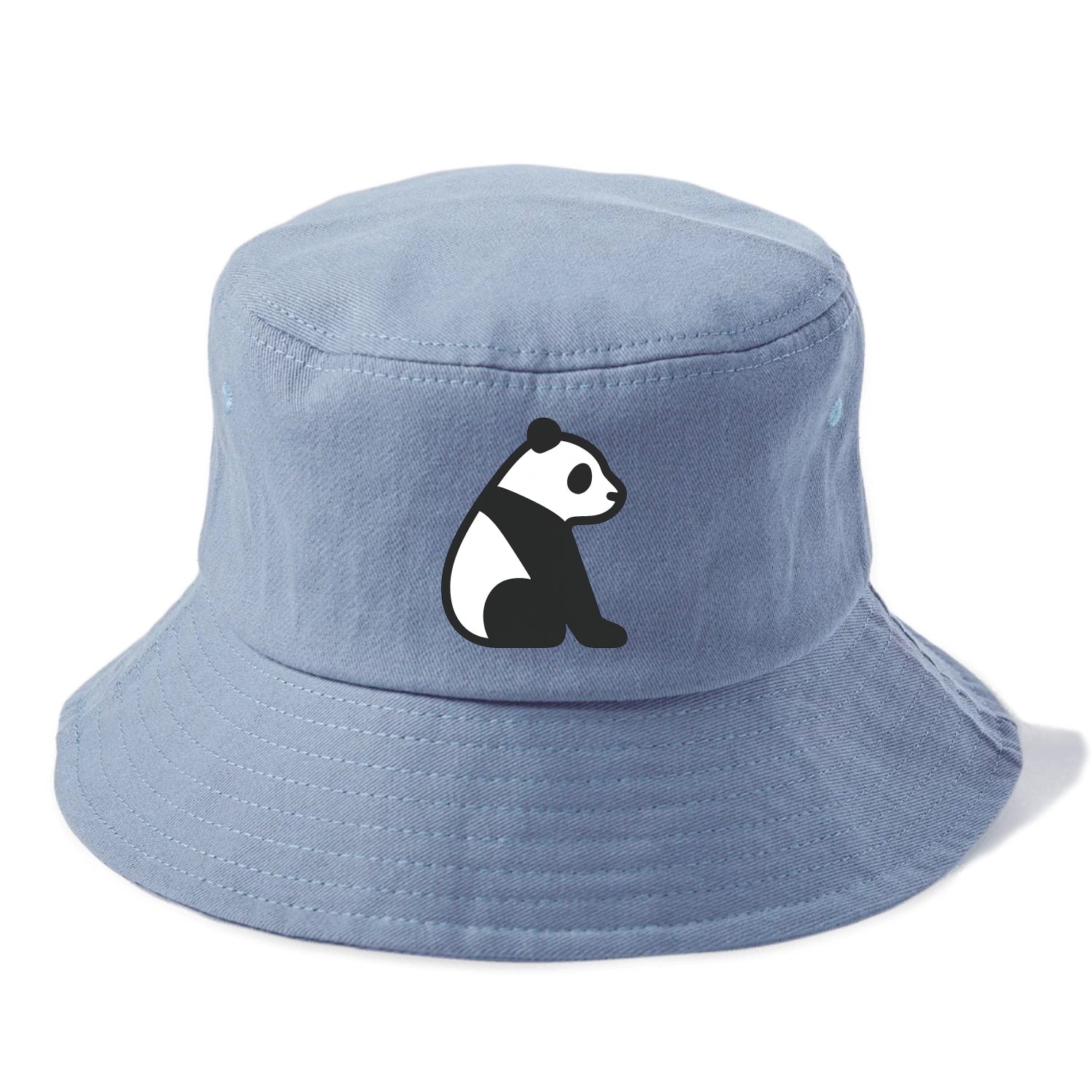 Panda - Black and white sitting pose flat side profile - Bucket Hat - Summer Sky(Blue)