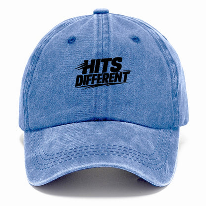 Bold typography design - "HITS DIFFERENT" - uniquely special, stands out - Classic Cap - Summer Sky(Blue)