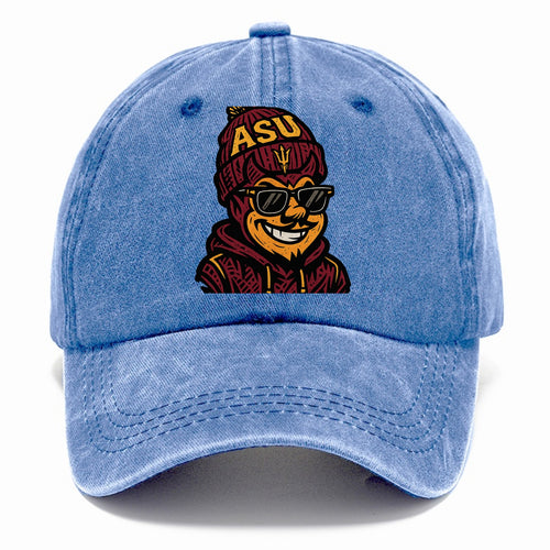 Tempe Sparky wearing Arizona State beanie with fork patch - Classic Cap