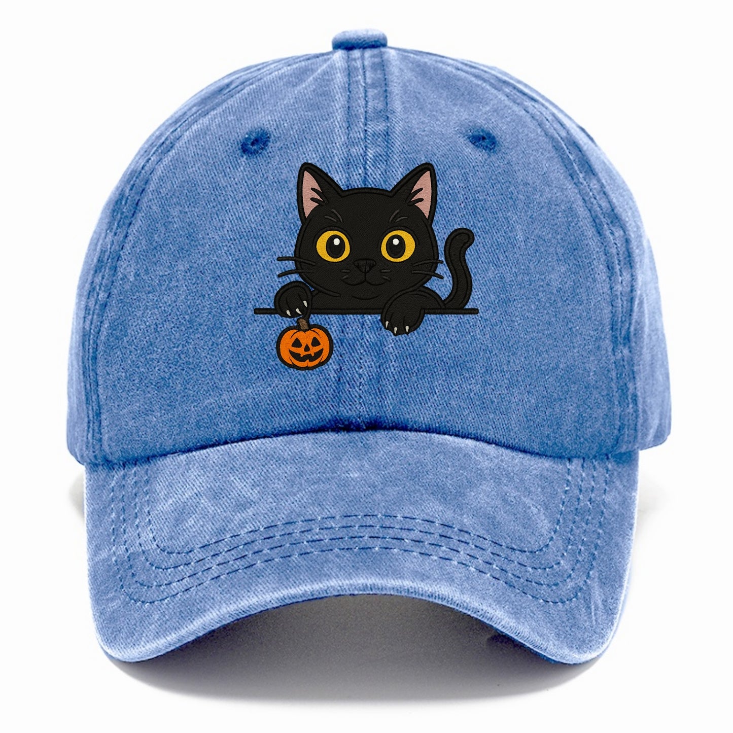 Midnight the black cat poking tongue out playfully while peeking. - Classic Cap - Summer Sky(Blue)