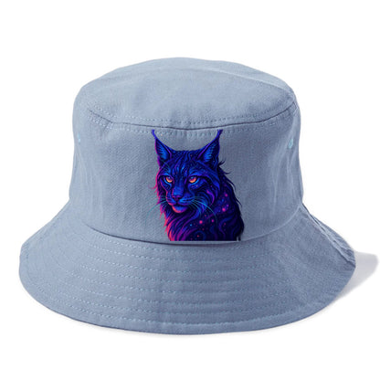 Stealthy lynx with ear tufts forming constellation patterns, nebula spots across the - Bucket Hat - Summer Sky(Blue)