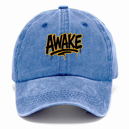 Bold typography design - "AWAKE" - conscious, aware, alert - Classic Cap - Summer Sky(Blue)