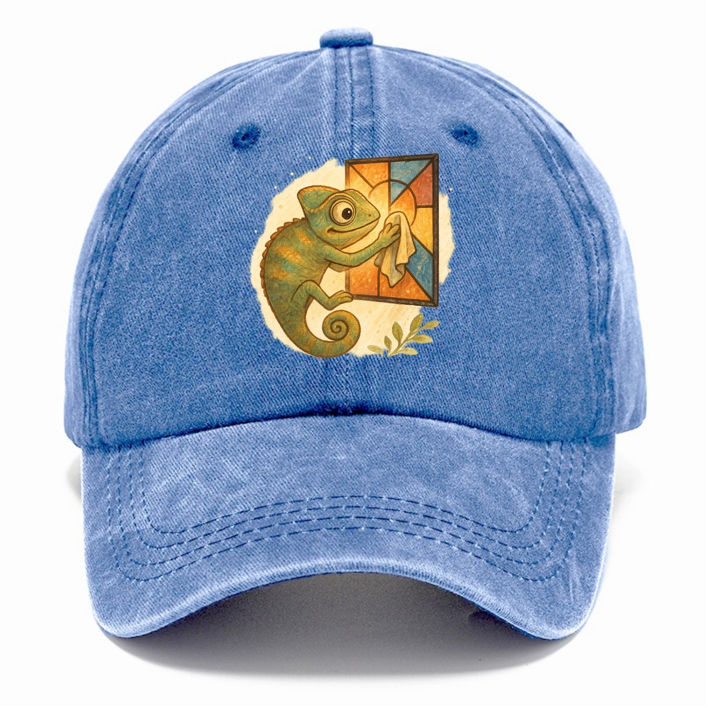 Chameleon blending into a stained-glass window it is polishing with delicate cloths - Classic Cap - Summer Sky(Blue)