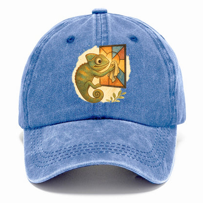 Chameleon blending into a stained-glass window it is polishing with delicate cloths - Classic Cap - Summer Sky(Blue)