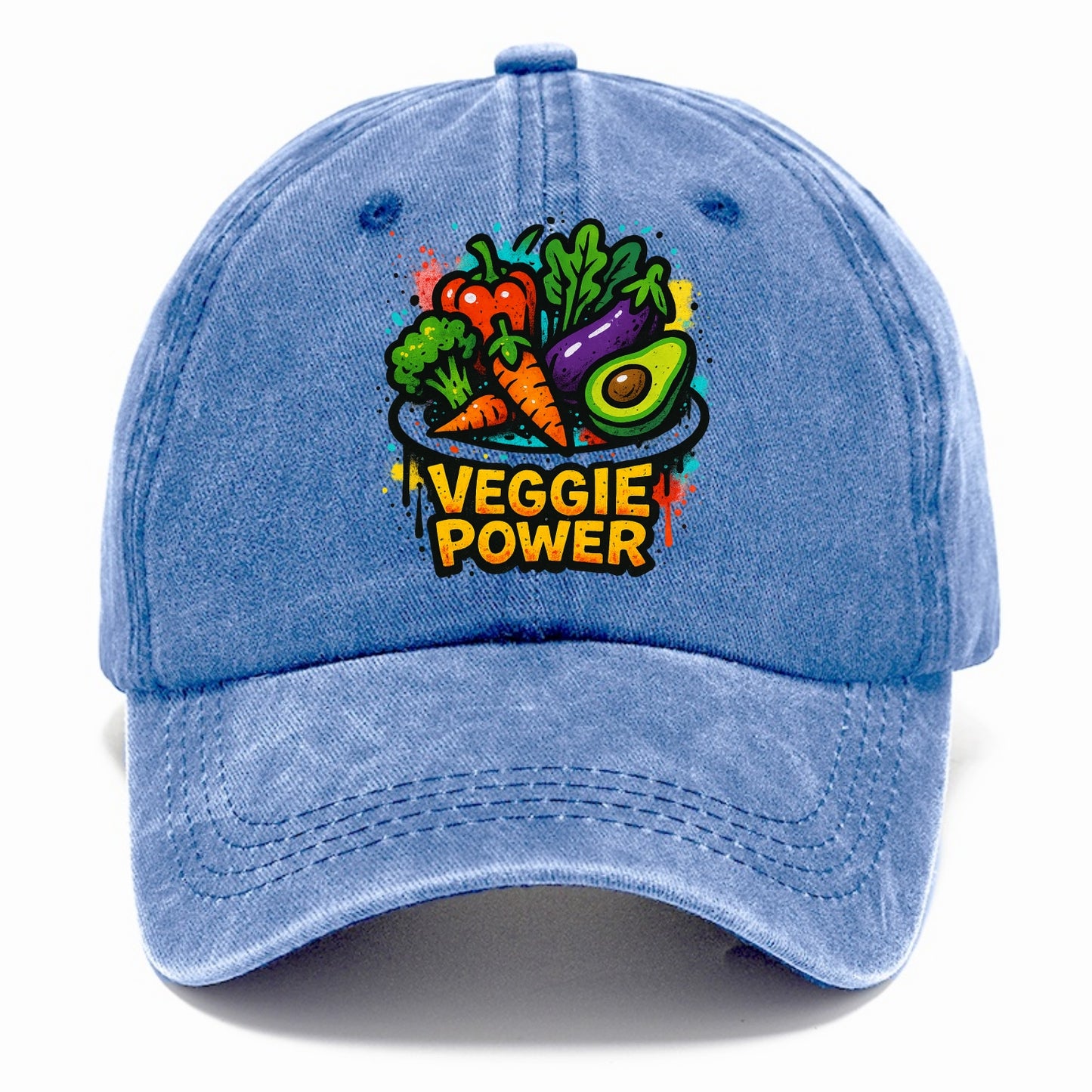 Colorful vegetables and plants on plate - plant-based lifestyle, veggie power - Classic Cap - Summer Sky(Blue)