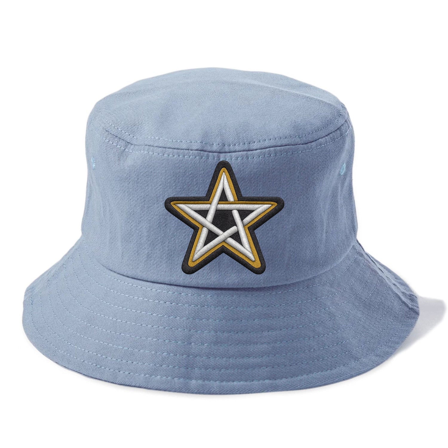 PENTAGRAM STAR - five point star in silver , protection - Bucket Hat - Summer Sky(Blue)