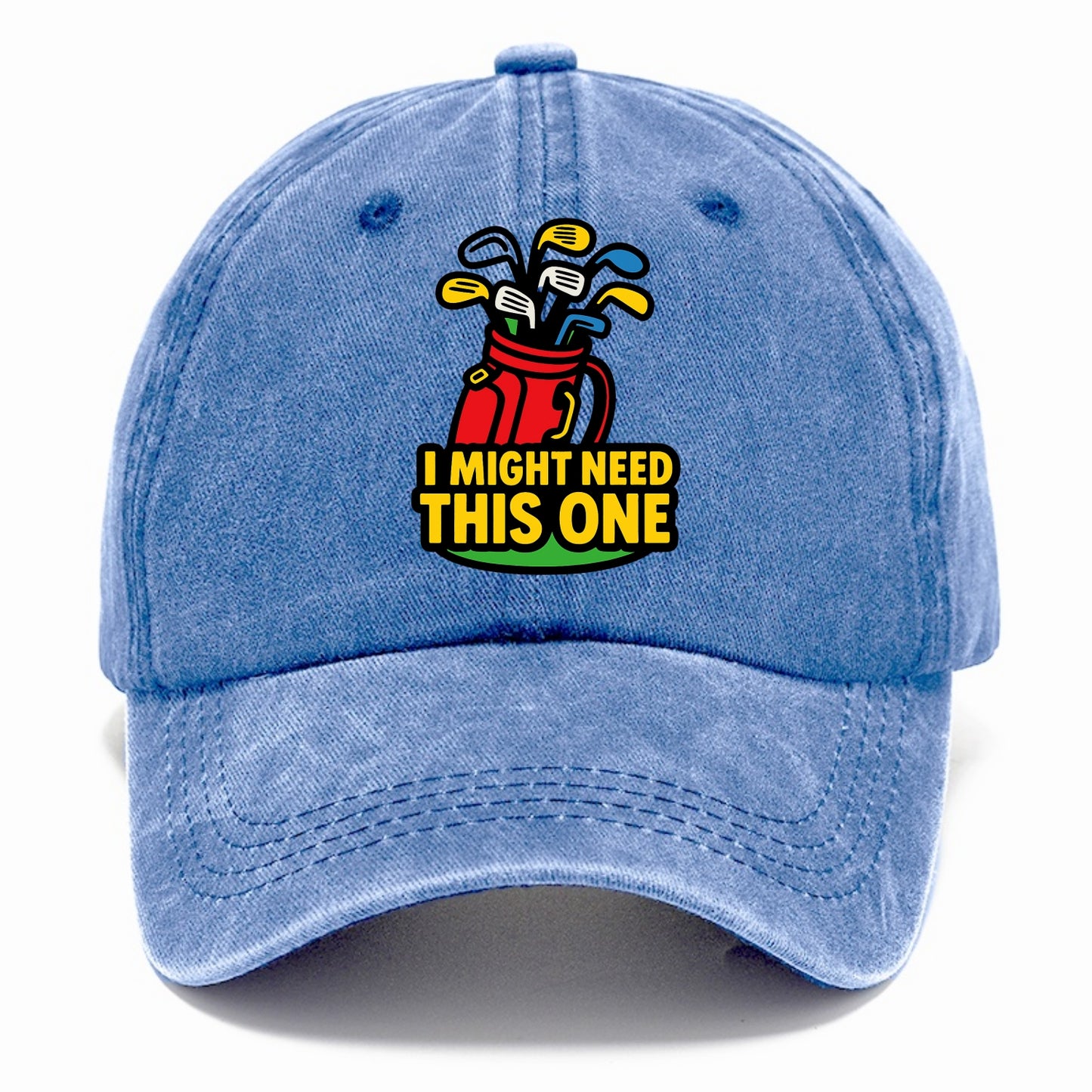 Golf bag overflowing with too many clubs - "I Might Need This One" - gear addiction - Classic Cap - Summer Sky(Blue)