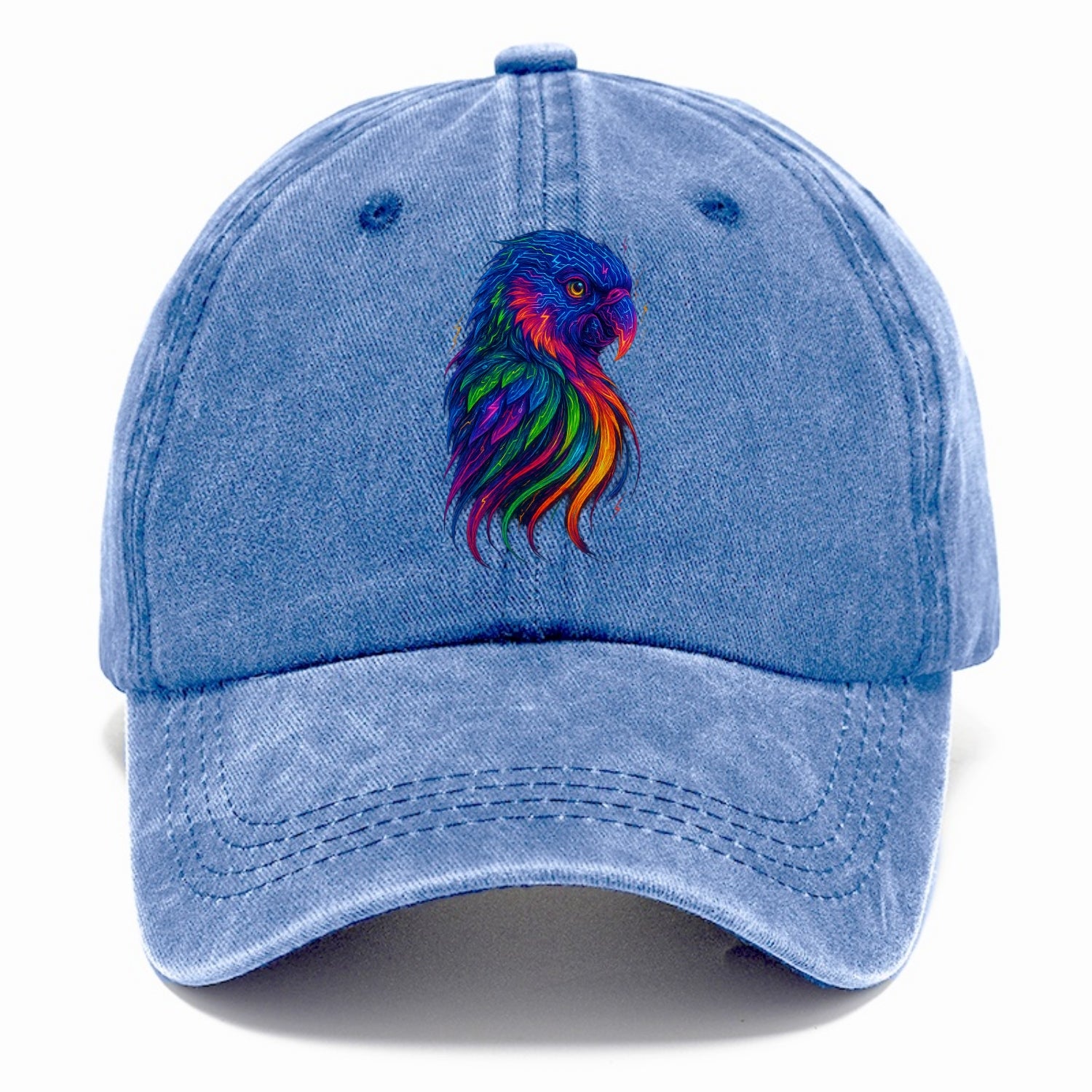 Vibrant parrot with feathers flowing into tropical rainbow streams, every color of - Classic Cap - Summer Sky(Blue)
