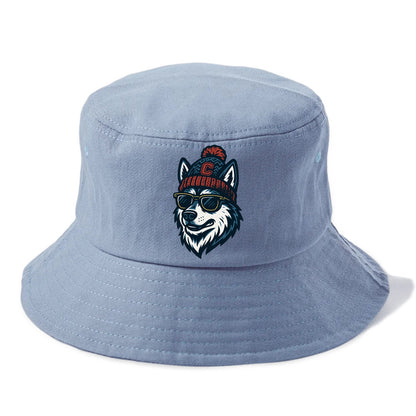 Storrs Husky wearing UConn beanie with C patch - Bucket Hat - Summer Sky(Blue)