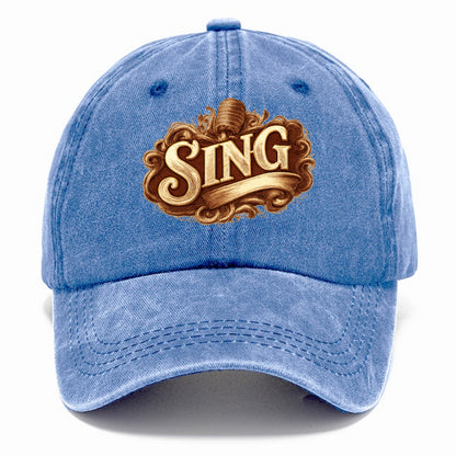 Bold typography design - "SING" - vocal expression, musical soul - Classic Cap - Summer Sky(Blue)