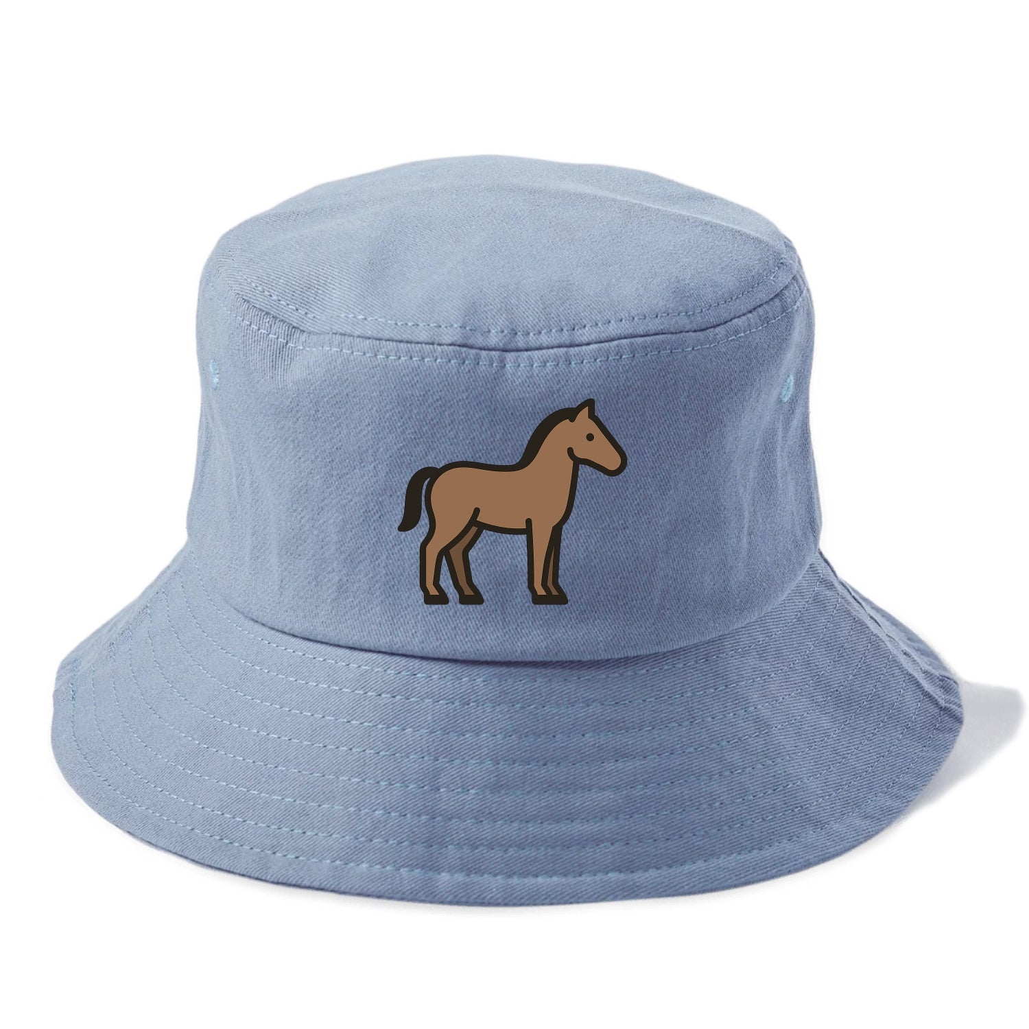 Horse - Brown standing pose flat side profile - Bucket Hat - Summer Sky(Blue)