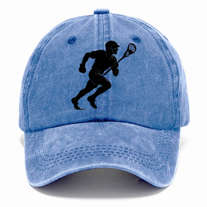 Lacrosse player cradling and running - Classic Cap - Summer Sky(Blue)
