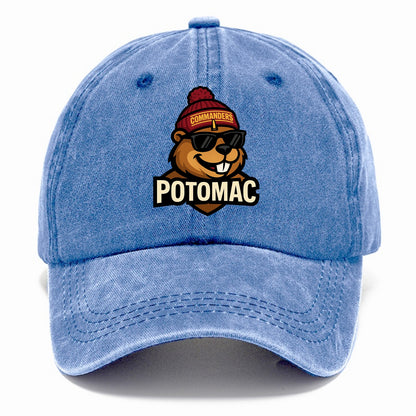Potomac Beaver wearing Commanders beanie with monument patch and wayfarer sunglasses - Classic Cap - Summer Sky(Blue)
