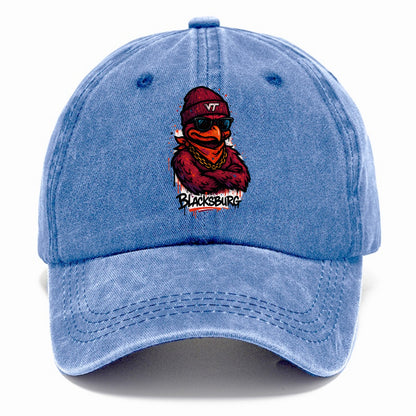 Blacksburg HokieBird wearing Virginia Tech beanie with VT patch - Classic Cap - Summer Sky(Blue)