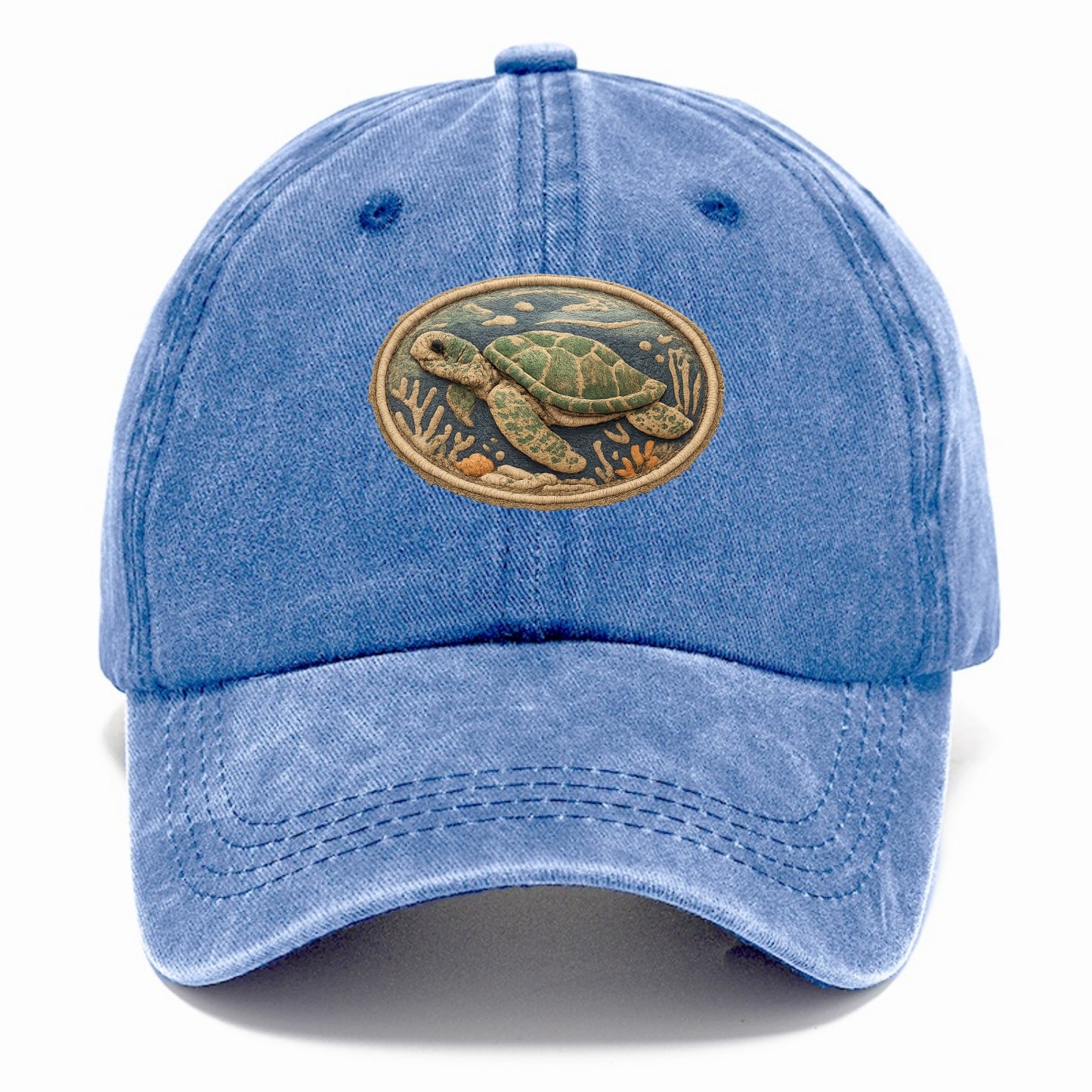 SEA TURTLE - swimming turtle in green and blue , ocean life - Classic Cap - Summer Sky(Blue)