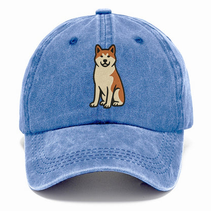 Akita - White and red sitting pose - Classic Cap - Summer Sky(Blue)