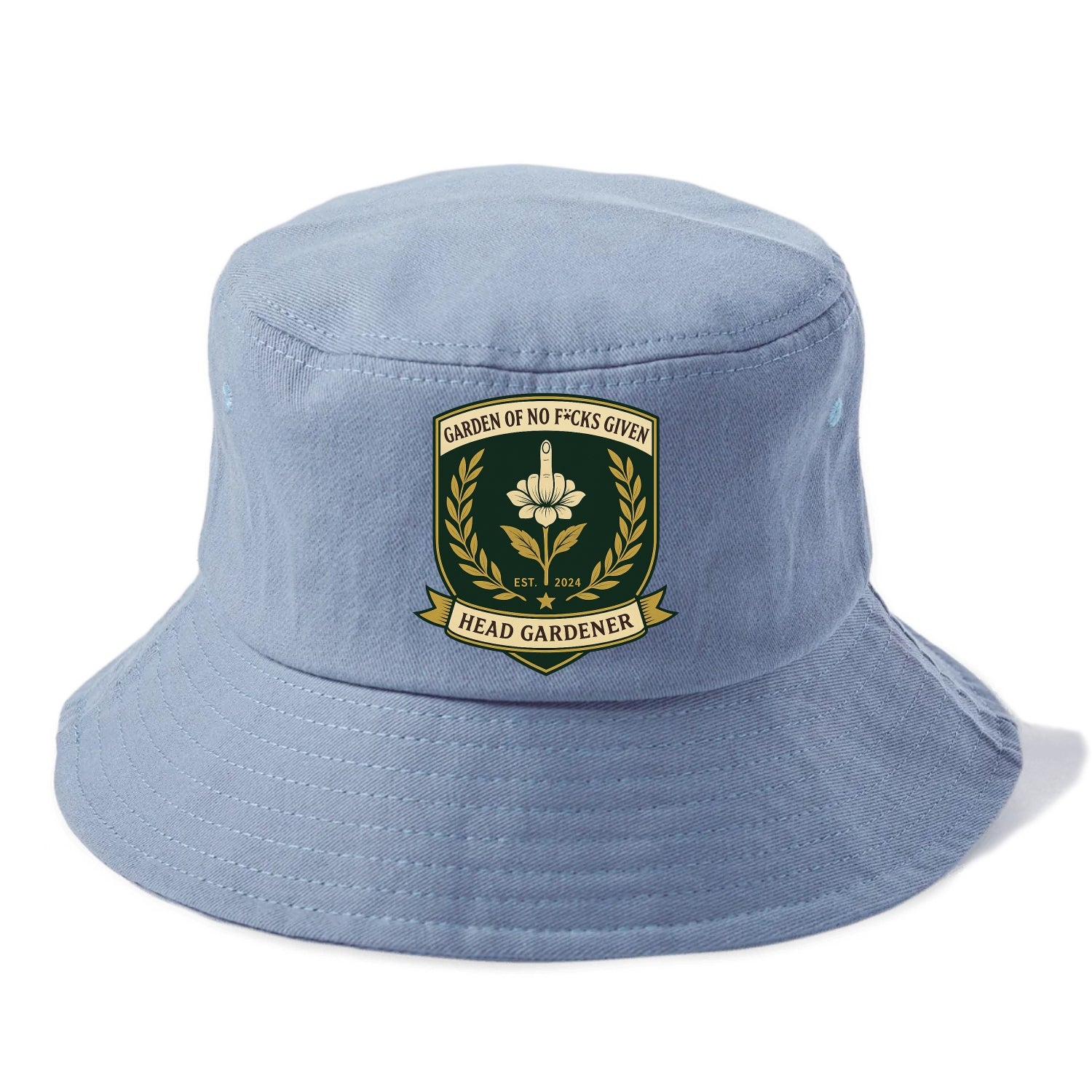 Shield with middle finger flower - "Garden of No F*cks Given - Head Gardener" - classy - Bucket Hat - Summer Sky(Blue)
