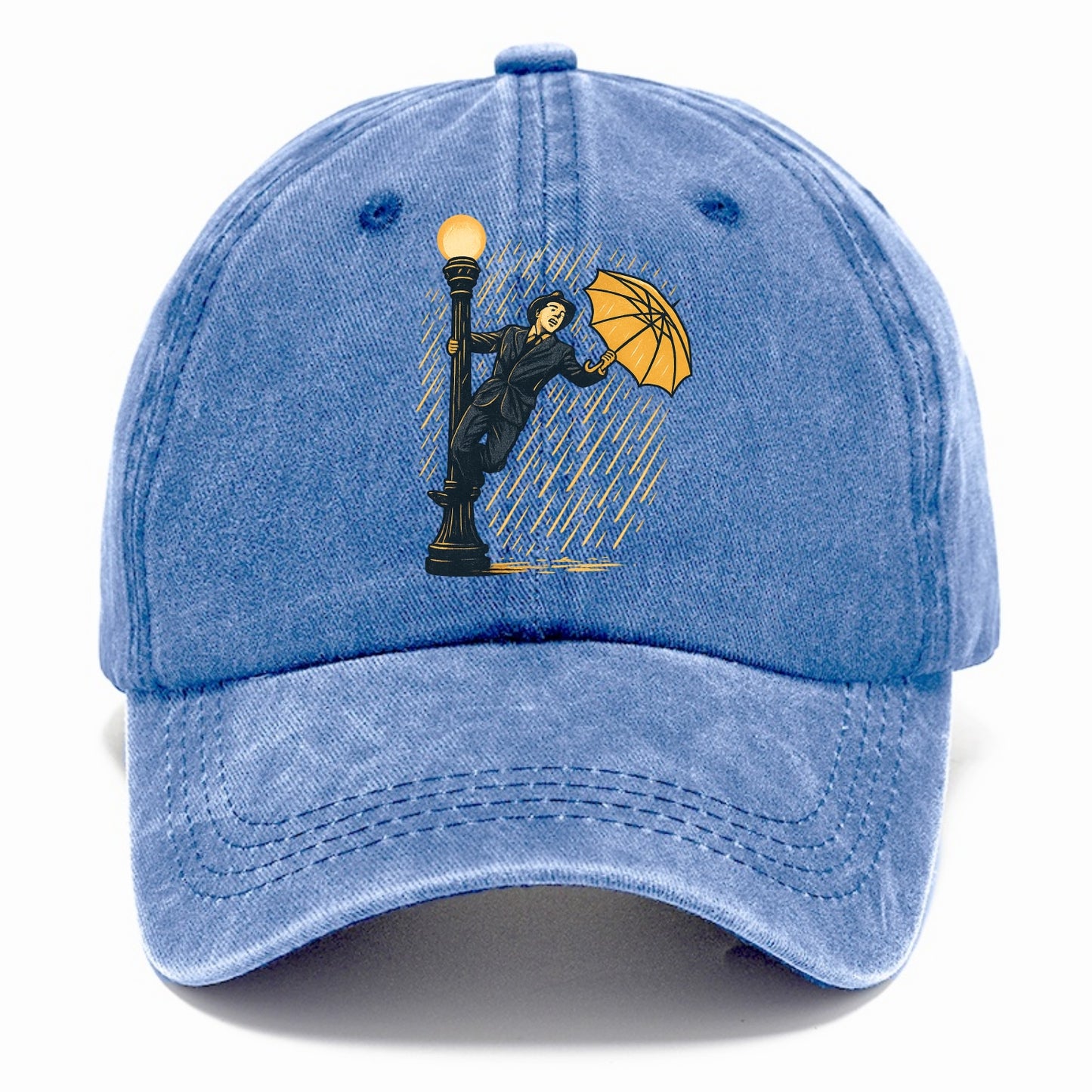 joyful dancing on lamppost in heavy rain with big smile - Classic Cap - Summer Sky(Blue)