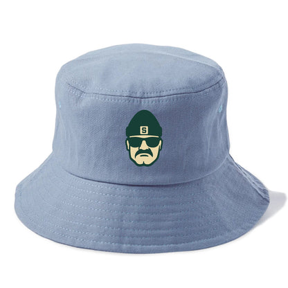 East Lansing Spartan wearing Michigan State beanie with S patch - Bucket Hat - Summer Sky(Blue)