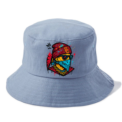Los Angeles Trojan wearing USC beanie with SC patch - Bucket Hat - Summer Sky(Blue)