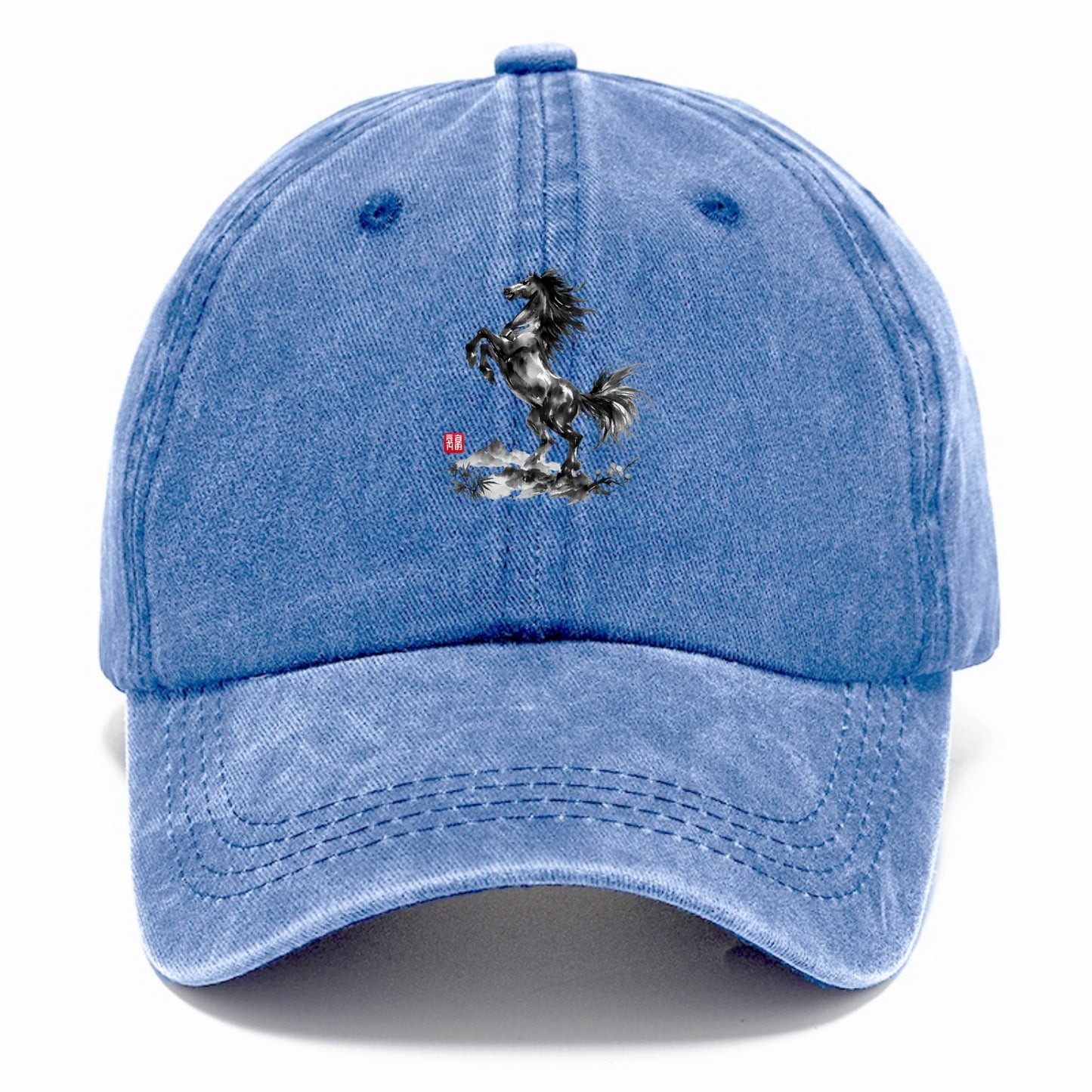 WILD STALLION | Powerful stallion rearing up | Windswept mane and tail | Mountain - Classic Cap - Summer Sky(Blue)