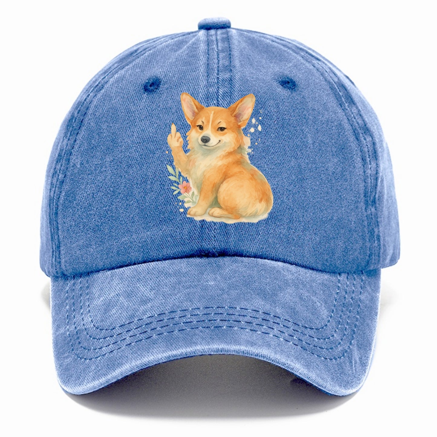 Corgi short legs and fluffy butt, one stubby paw up with sass - Classic Cap - Summer Sky(Blue)