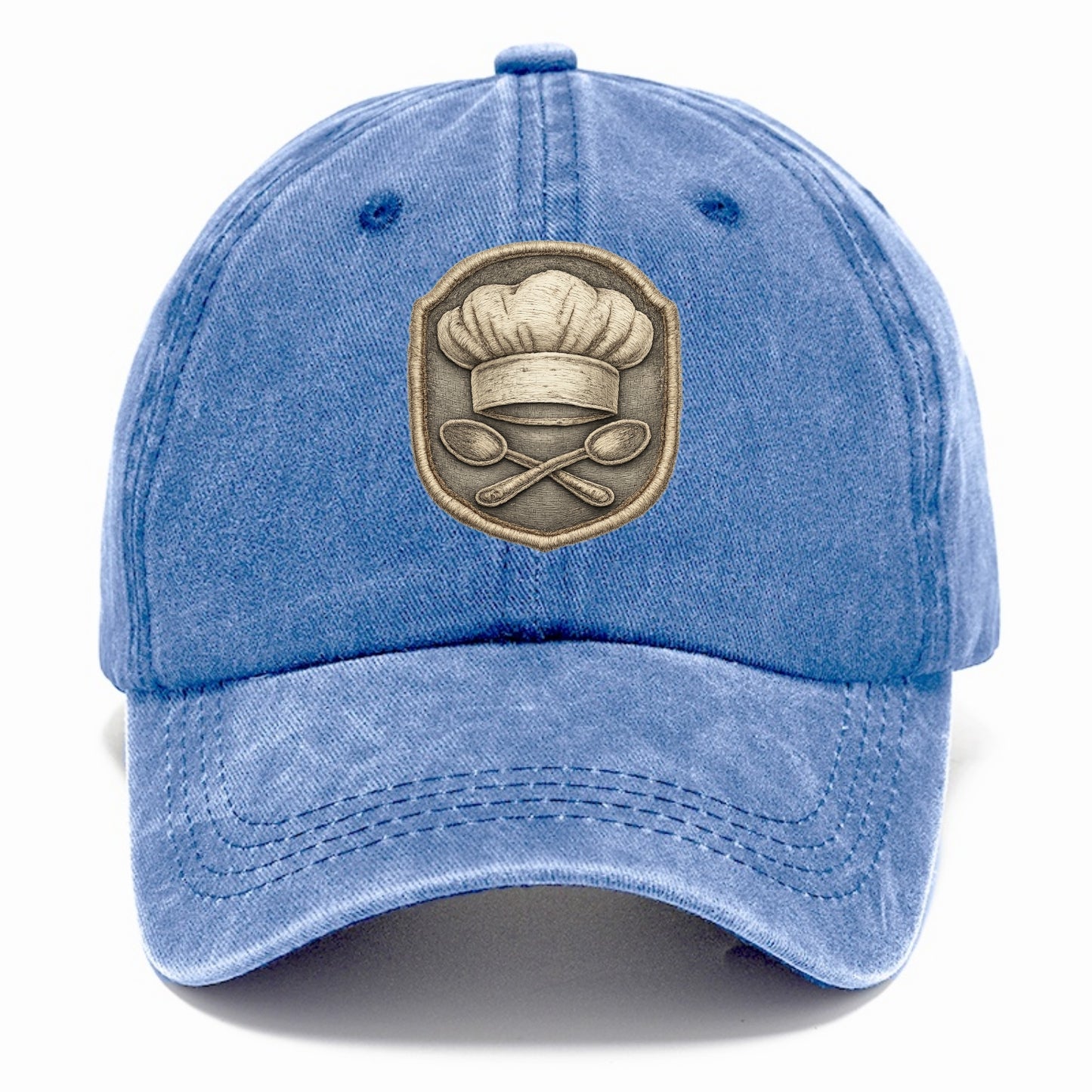 Embroidered patch design - COOKING CHEF HAT - toque blanche with crossed spoons in - Classic Cap - Summer Sky(Blue)