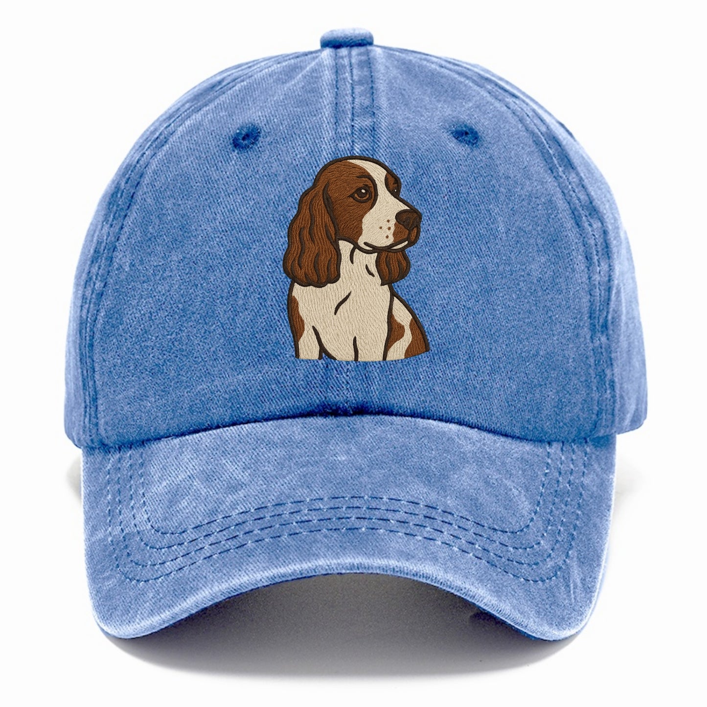 English Cocker Spaniel - Liver and white embroidered design - Classic Cap - Summer Sky(Blue)