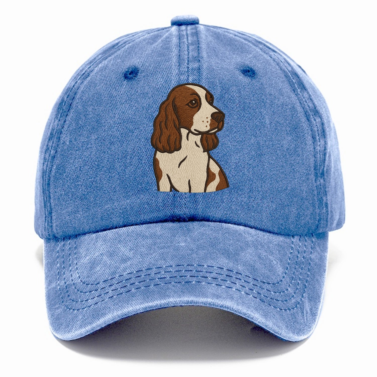 English Cocker Spaniel - Liver and white embroidered design - Classic Cap - Summer Sky(Blue)