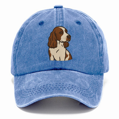 English Cocker Spaniel - Liver and white embroidered design - Classic Cap - Summer Sky(Blue)