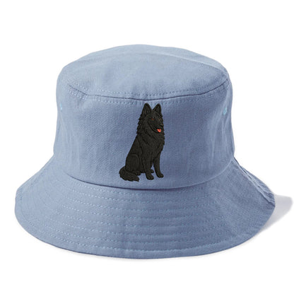 Belgian Sheepdog - Black long-haired embroidered pose - Bucket Hat - Summer Sky(Blue)