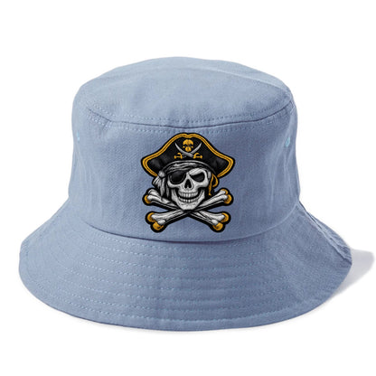 PIRATE SKULL - Jolly Roger skull in black and white , pirate - Bucket Hat - Summer Sky(Blue)