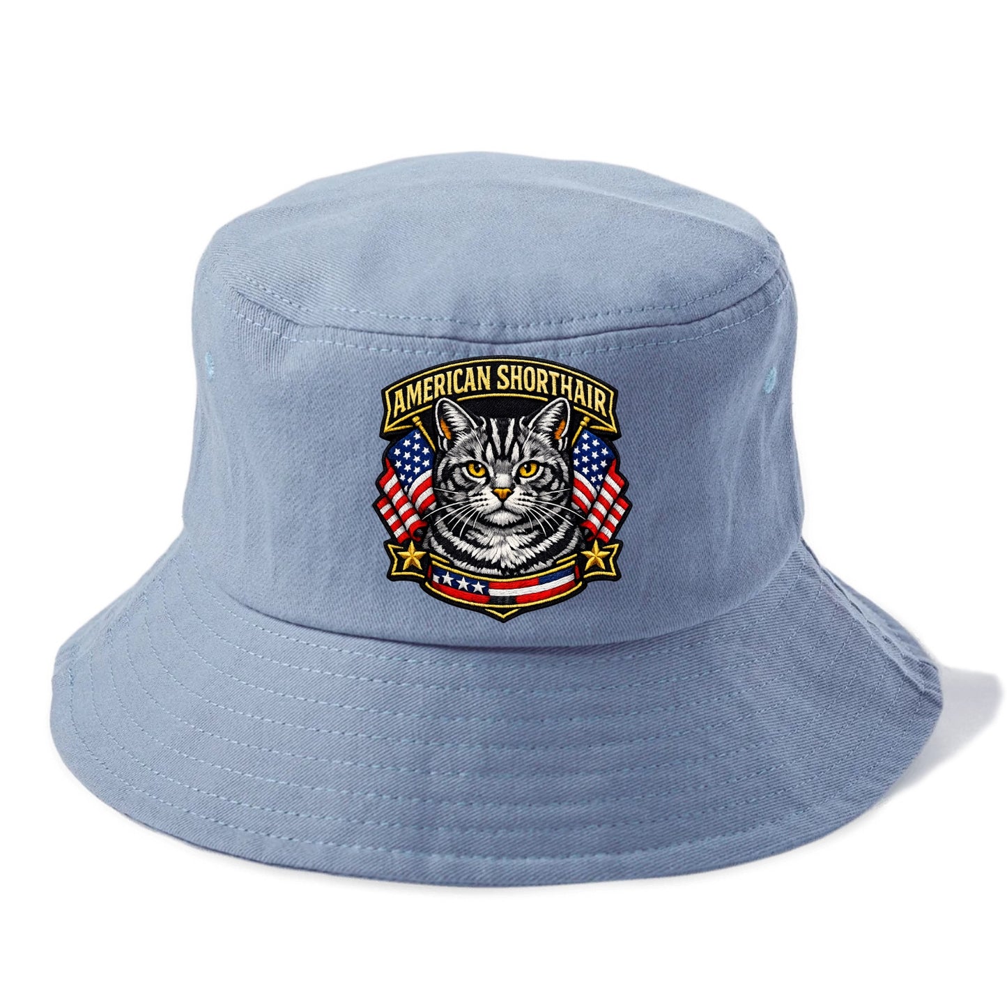 AMERICAN SHORTHAIR - classic american cat in silver tabby , all-American cat - Bucket Hat - Summer Sky(Blue)