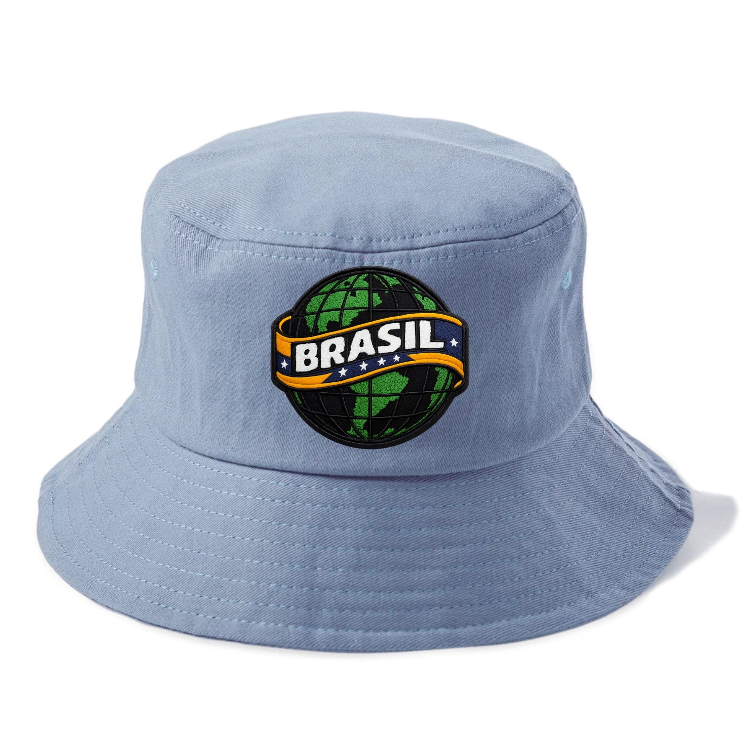 BRAZILIAN FLAG GLOBE - green globe with banner in green yellow blue , Brasil - Bucket Hat - Summer Sky(Blue)