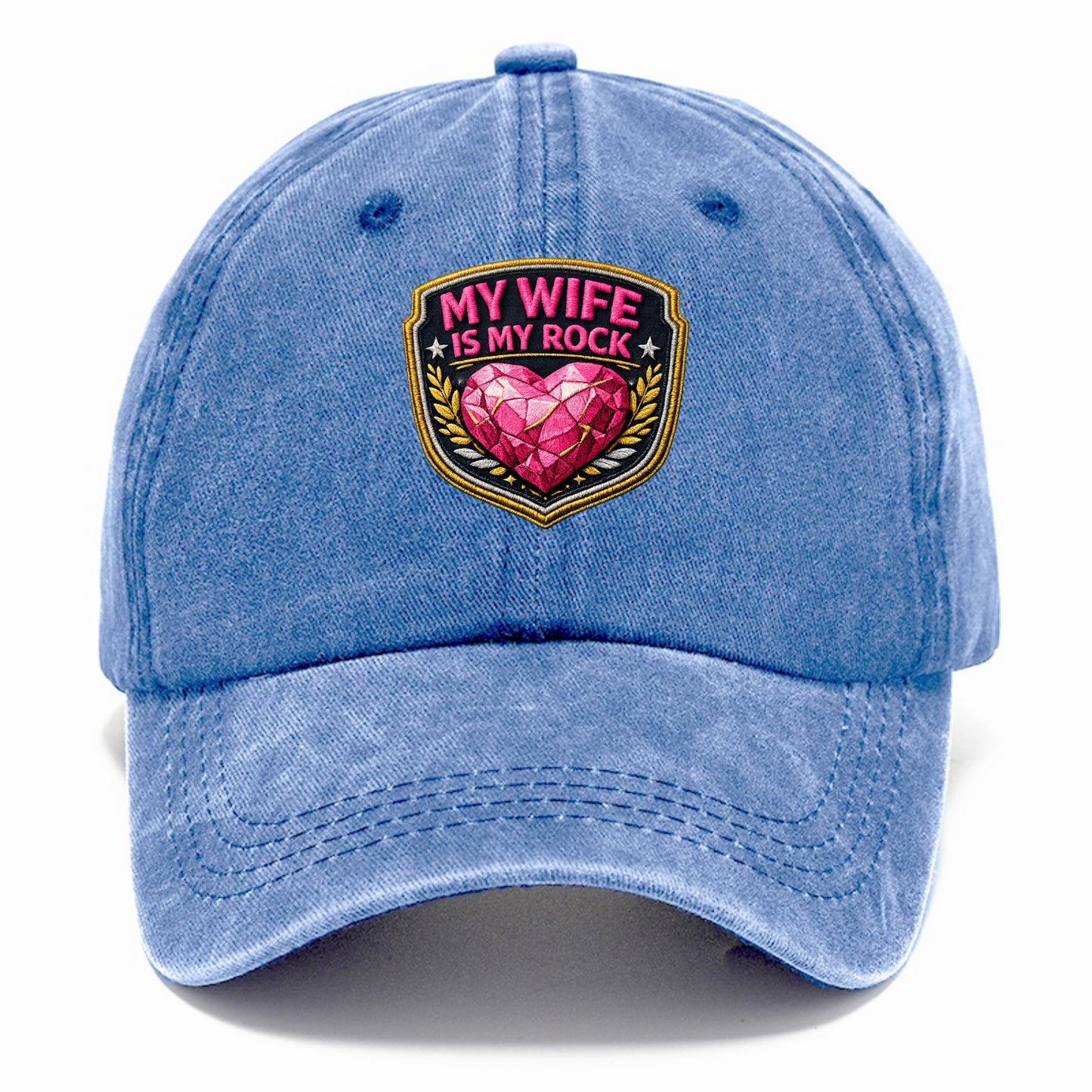 MY WIFE IS MY ROCK - pink rock heart - pink - solid wife - Classic Cap - Summer Sky(Blue)