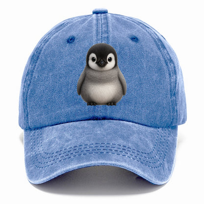 Baby Adelie Penguin - black and white, round body, curious eyes, front-facing, - Classic Cap - Summer Sky(Blue)