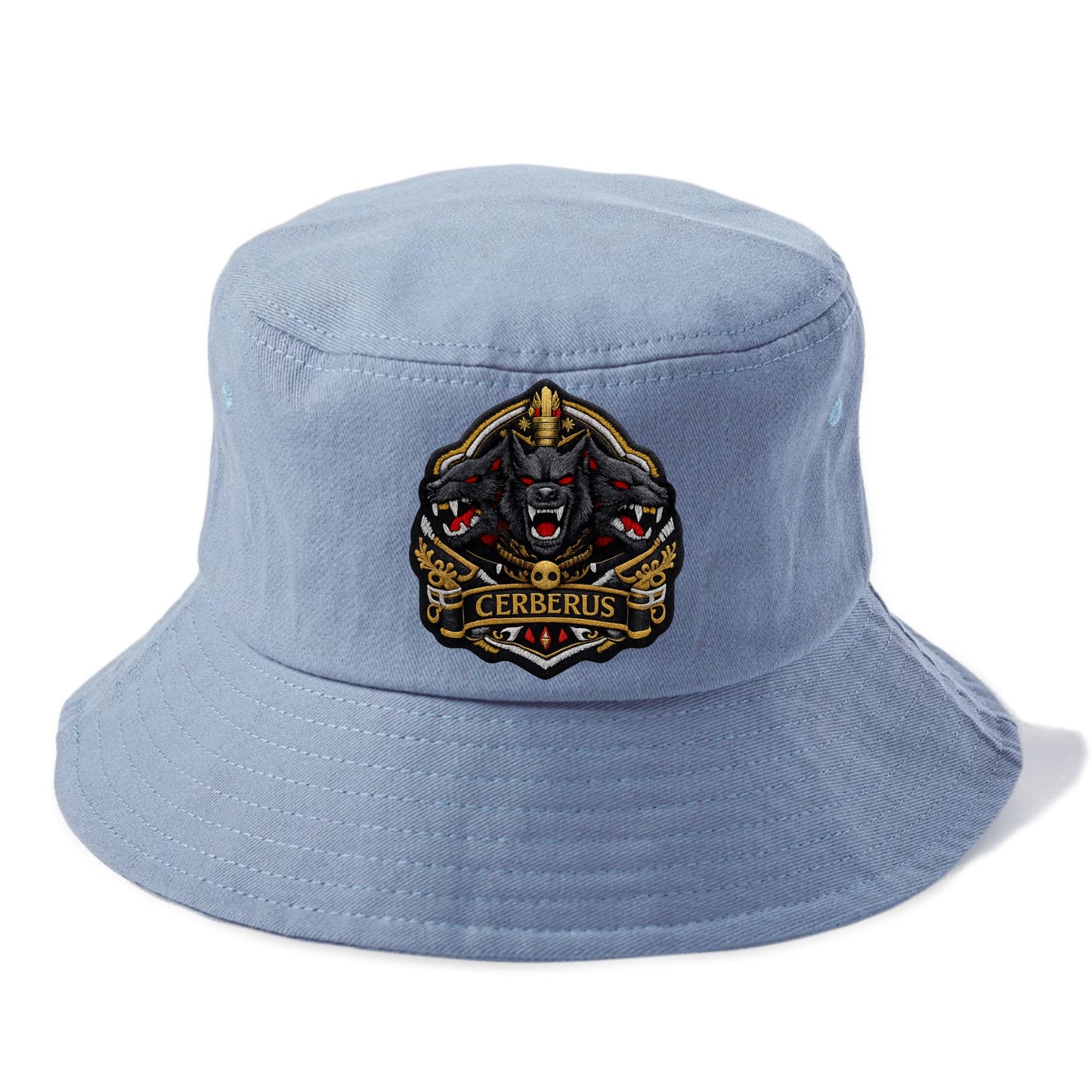 CERBERUS THREE HEADS - triple hound in black and red , underworld - Bucket Hat - Summer Sky(Blue)