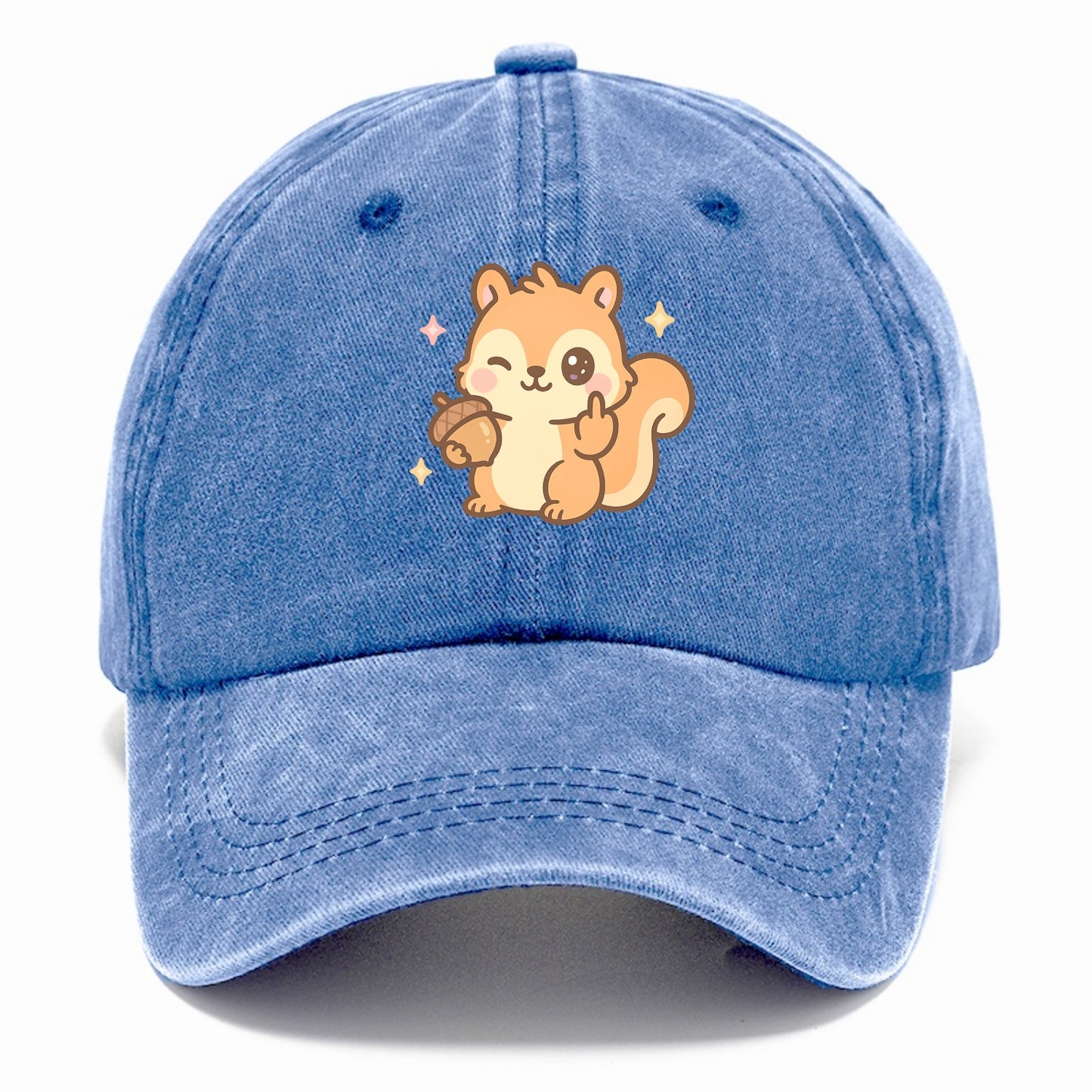 sweet squirrel holding acorn in one paw, flipping off with the other - Classic Cap - Summer Sky(Blue)