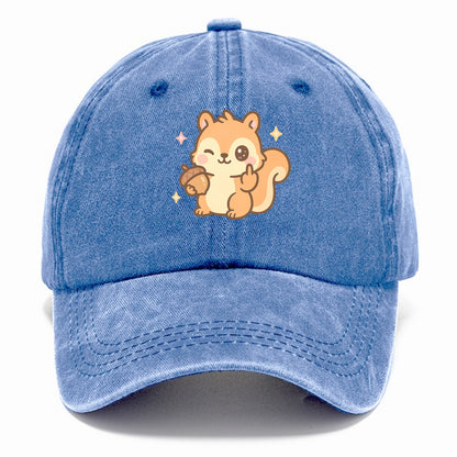 sweet squirrel holding acorn in one paw, flipping off with the other - Classic Cap - Summer Sky(Blue)