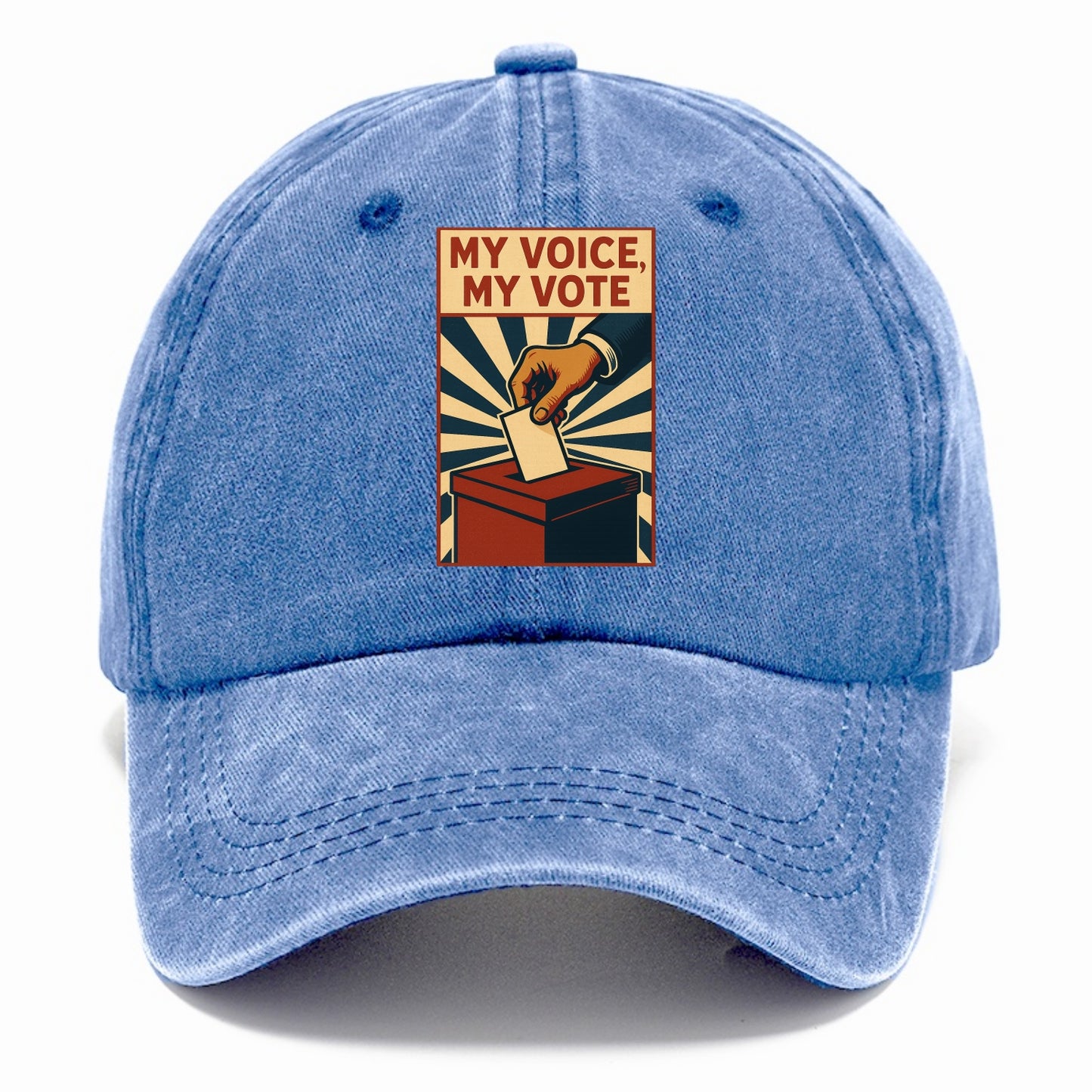 Hand dropping ballot into box with determination - "My Voice, My Vote" - individual - Classic Cap - Summer Sky(Blue)