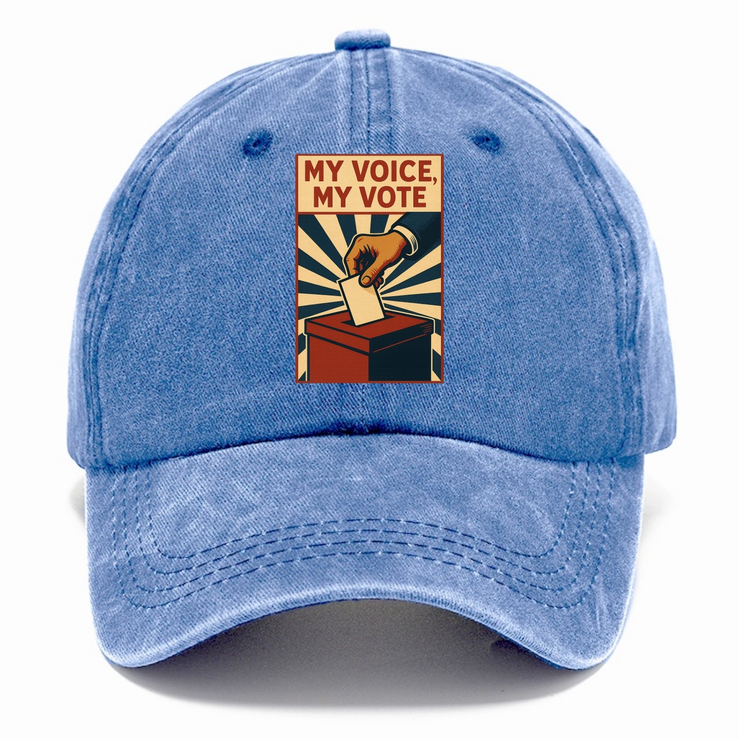 Hand dropping ballot into box with determination - "My Voice, My Vote" - individual - Classic Cap - Summer Sky(Blue)