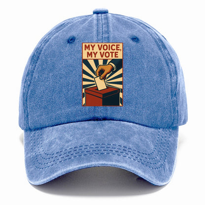 Hand dropping ballot into box with determination - "My Voice, My Vote" - individual - Classic Cap - Summer Sky(Blue)