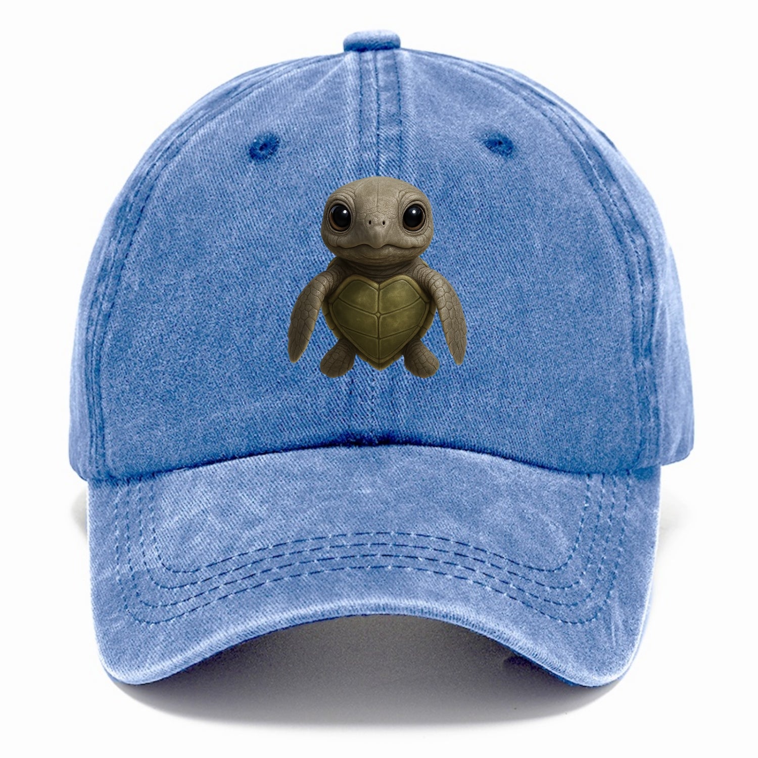 Baby Olive Ridley Turtle - olive green shell, heart-shaped carapace, bright eyes, - Classic Cap - Summer Sky(Blue)
