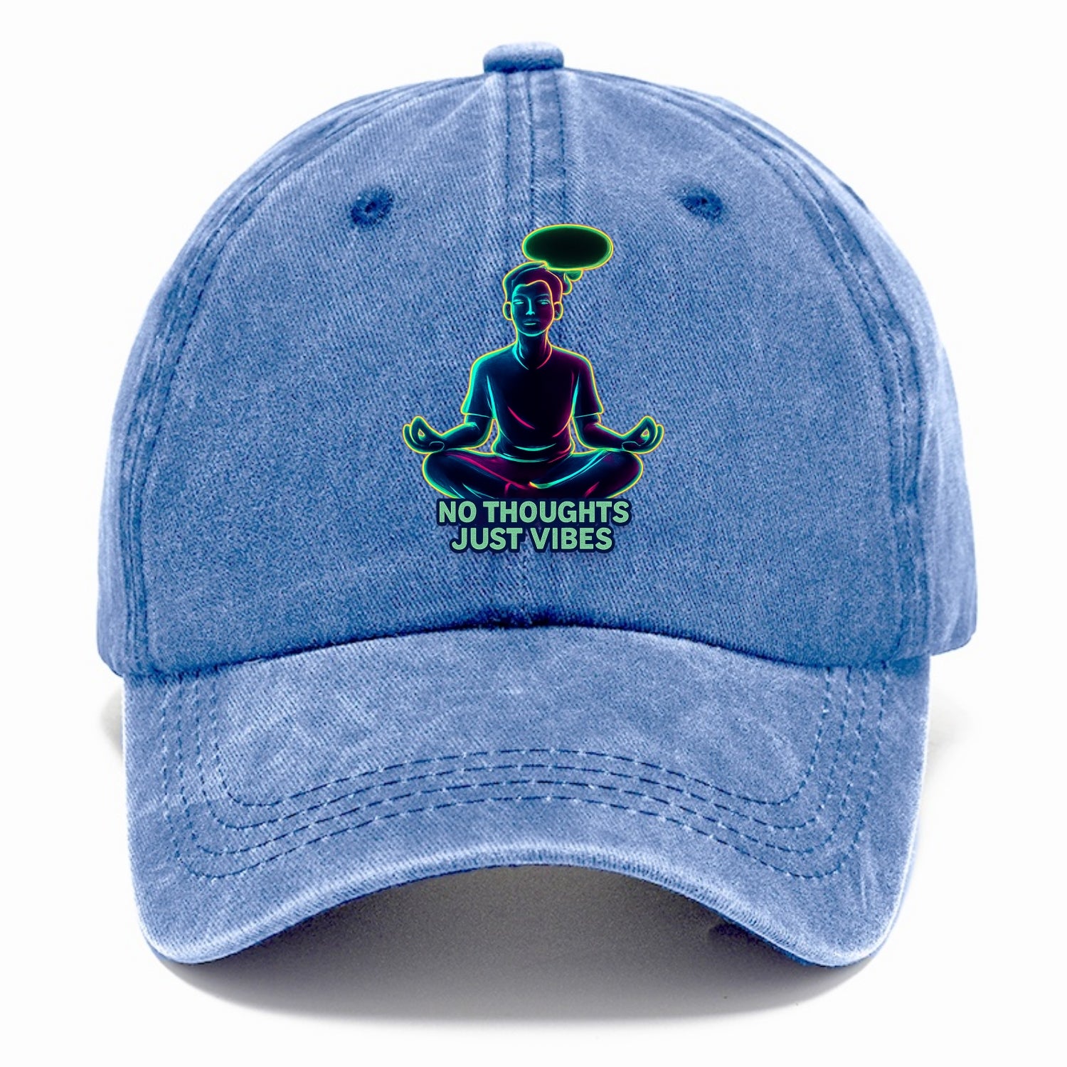 Peaceful floating figure with empty thought bubble - "no thoughts just vibes" zen - Classic Cap - Summer Sky(Blue)