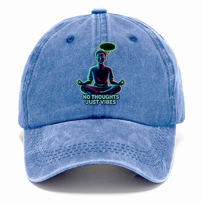 Peaceful floating figure with empty thought bubble - "no thoughts just vibes" zen - Classic Cap - Summer Sky(Blue)