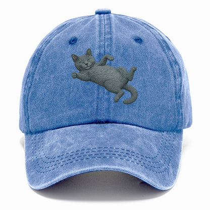 Russian Blue  fully relaxed sprawled out Classic Cap - Summer Sky(Blue)
