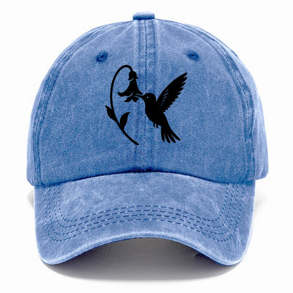 Hummingbird hovering at flower - Classic Cap - Summer Sky(Blue)