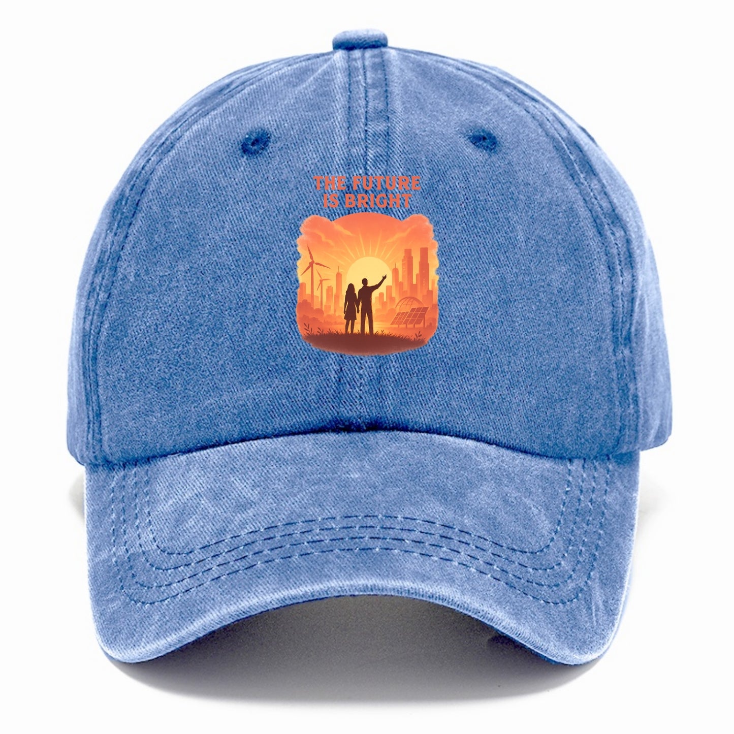 Sunrise over thriving sustainable city - "The Future is Bright" - optimistic vision - Classic Cap - Summer Sky(Blue)