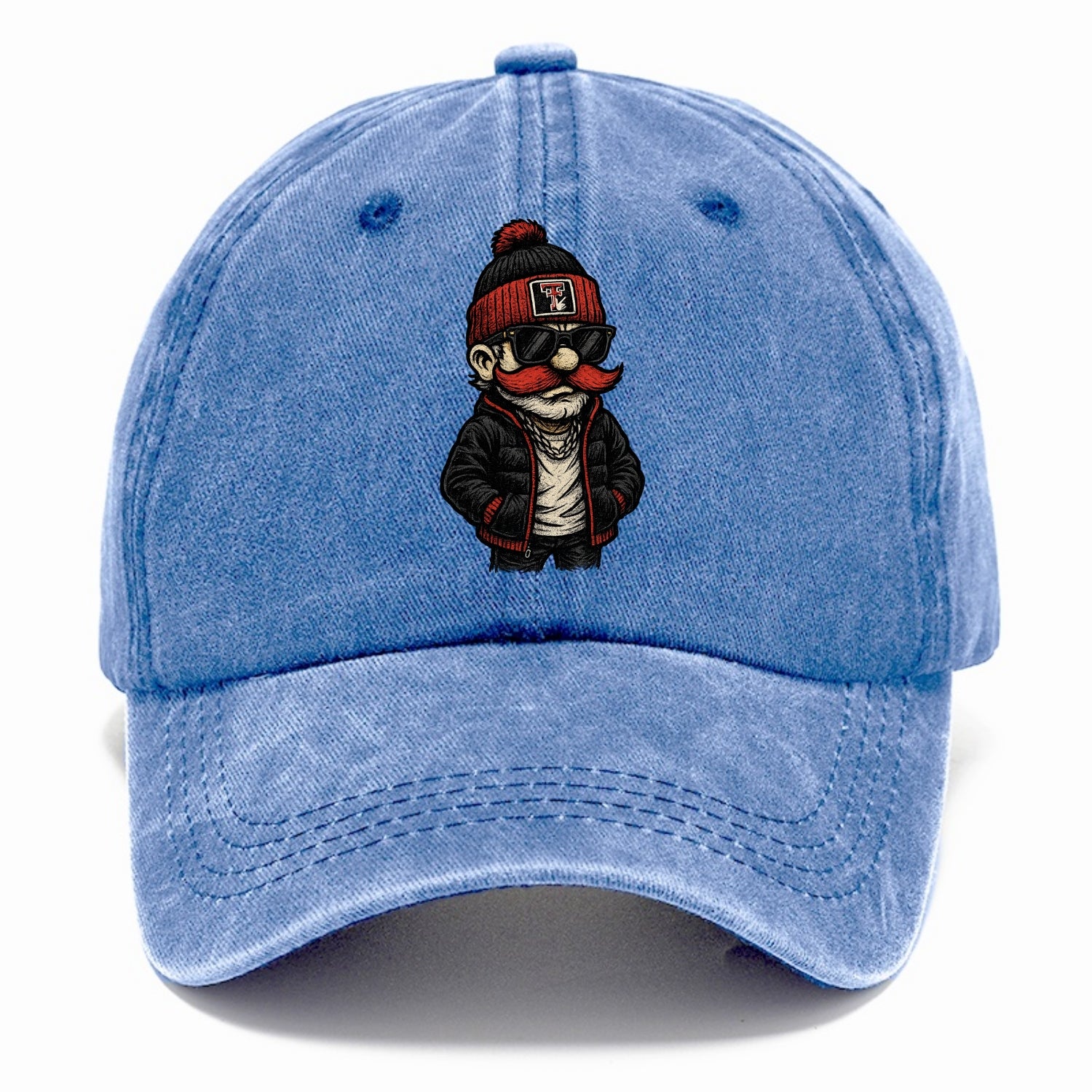 Lubbock Raider wearing Texas Tech beanie with guns up patch - Classic Cap - Summer Sky(Blue)