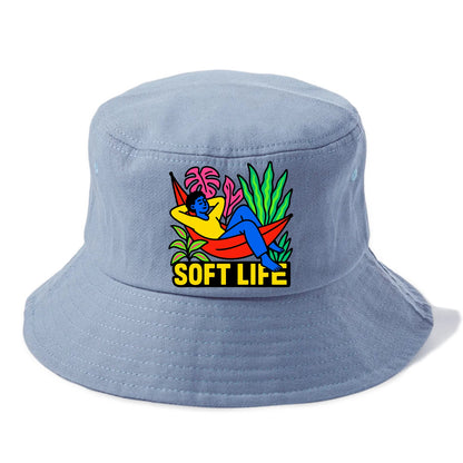 Person relaxing in hammock with plants - "soft life" aesthetic, peaceful living goals - Bucket Hat - Summer Sky(Blue)